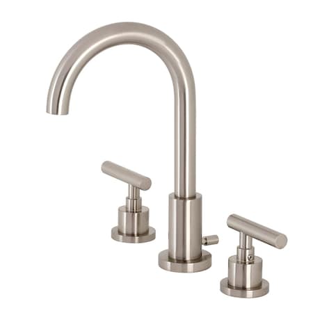 Kingston Brass FSC8928CML Manhattan Widespread Bathroom Faucet W/ Brass Pop-Up, Nickel FSC8928CML